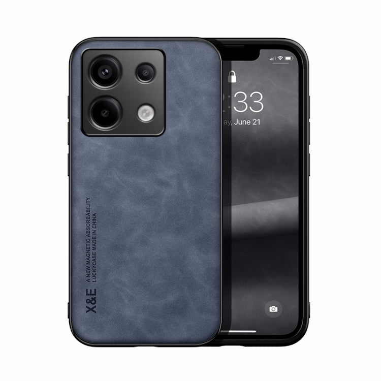 For Xiaomi Redmi Note 13 Pro 5G Skin Feel Magnetic Leather Back Phone Case(Blue) - Xiaomi Cases by PMC TechLife | Online Shopping South Africa | PMC TechLife | Buy Now Pay Later Mobicred
