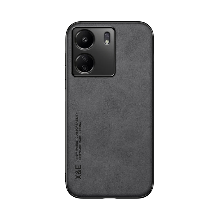 For Xiaomi Redmi 13C Skin Feel Magnetic Leather Back Phone Case(Dark Grey) - 13C Cases by PMC TechLife | Online Shopping South Africa | PMC TechLife | Buy Now Pay Later Mobicred