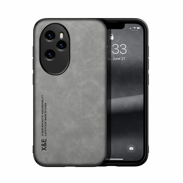 For Honor 100 Pro Skin Feel Magnetic Leather Back Phone Case(Light Grey) - Honor Cases by PMC TechLife | Online Shopping South Africa | PMC TechLife