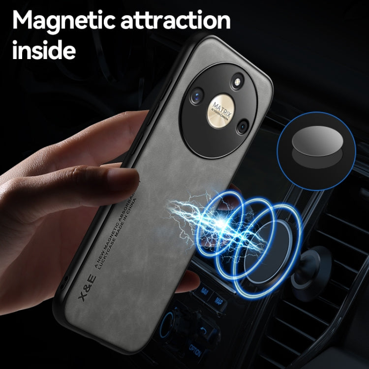 For Honor Magic6 Pro Skin Feel Magnetic Leather Back Phone Case(Light Grey) - Honor Cases by PMC TechLife | Online Shopping South Africa | PMC TechLife | Buy Now Pay Later Mobicred