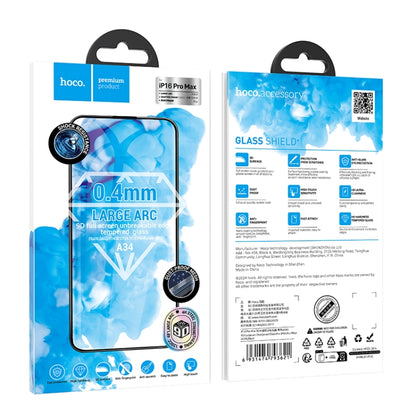 For iPhone 16 Pro Max hoco A34 9D Large Arc Dustproof Diamond Tempered Glass Film - iPhone 16 Pro Max Tempered Glass by hoco | Online Shopping South Africa | PMC Jewellery | Buy Now Pay Later Mobicred