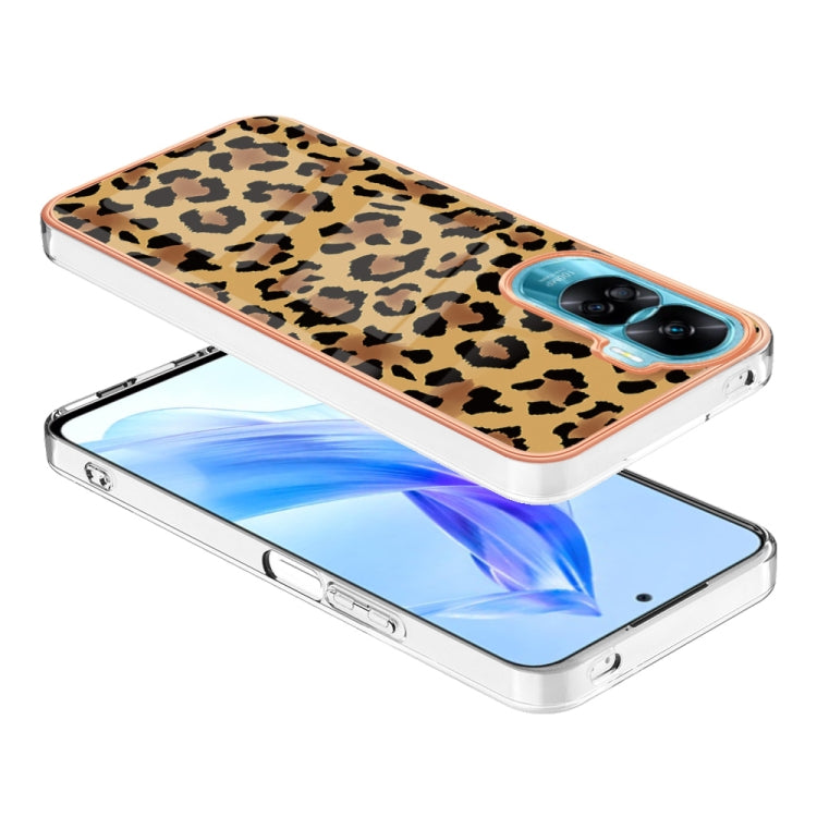 For Honor 90 Lite 5G Electroplating Marble Dual-side IMD Phone Case(Leopard Print) - Honor Cases by PMC TechLife | Online Shopping South Africa | PMC TechLife | Buy Now Pay Later Mobicred