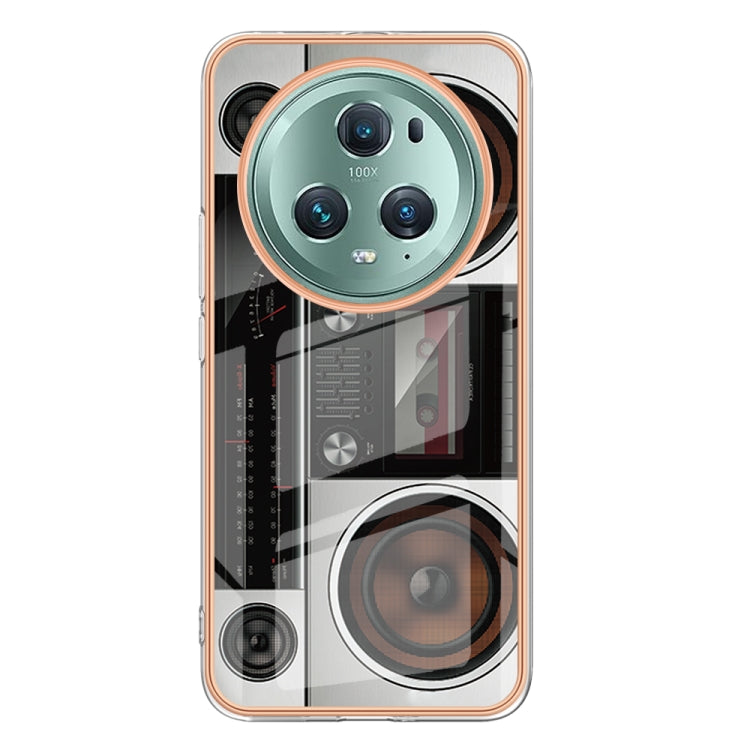 For Honor Magic 5 Pro Electroplating Marble Dual-side IMD Phone Case(Retro Radio) - Honor Cases by PMC Jewellery | Online Shopping South Africa | PMC Jewellery | Buy Now Pay Later Mobicred