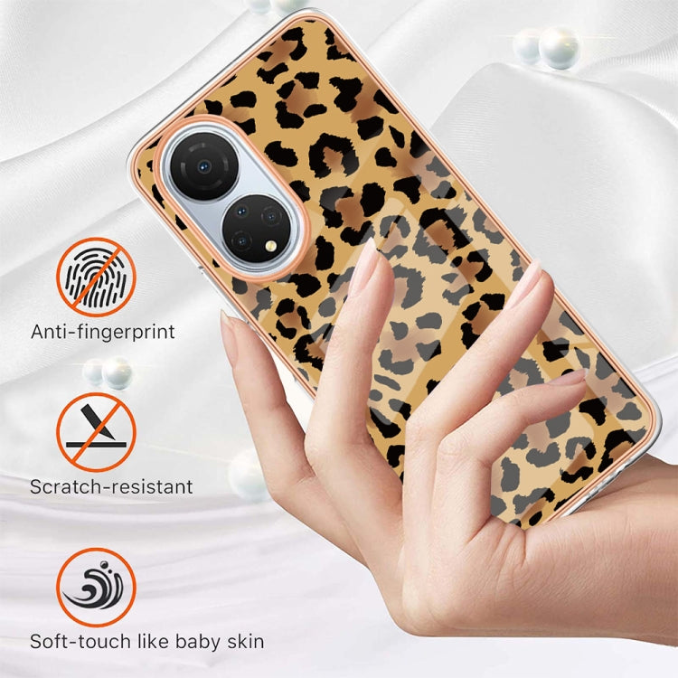 For Honor X7 Electroplating Marble Dual-side IMD Phone Case(Leopard Print) - Honor Cases by PMC TechLife | Online Shopping South Africa | PMC TechLife | Buy Now Pay Later Mobicred