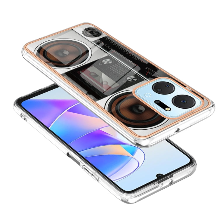 For Honor X7a Electroplating Marble Dual-side IMD Phone Case(Retro Radio) - Honor Cases by PMC TechLife | Online Shopping South Africa | PMC TechLife | Buy Now Pay Later Mobicred