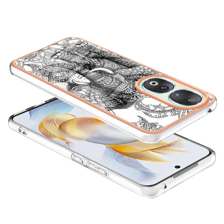 For Honor 90 5G Electroplating Marble Dual-side IMD Phone Case(Totem Elephant) - Honor Cases by PMC TechLife | Online Shopping South Africa | PMC TechLife | Buy Now Pay Later Mobicred