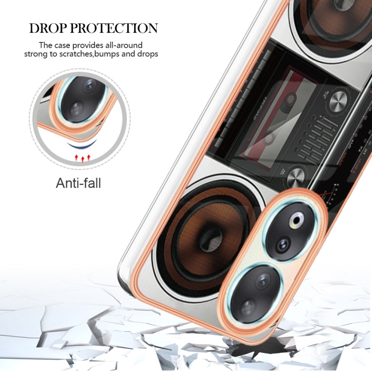 For Honor 90 5G Electroplating Marble Dual-side IMD Phone Case(Retro Radio) - Honor Cases by PMC TechLife | Online Shopping South Africa | PMC TechLife | Buy Now Pay Later Mobicred