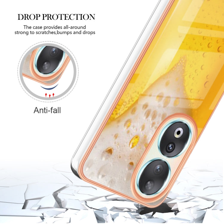 For Honor 90 5G Electroplating Marble Dual-side IMD Phone Case(Draft Beer) - Honor Cases by PMC Jewellery | Online Shopping South Africa | PMC Jewellery | Buy Now Pay Later Mobicred