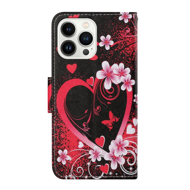 For iPhone 16 Pro 3D Colored Drawing Flip Leather Phone Case(Red Heart) - iPhone 16 Pro Cases by PMC Jewellery | Online Shopping South Africa | PMC Jewellery | Buy Now Pay Later Mobicred