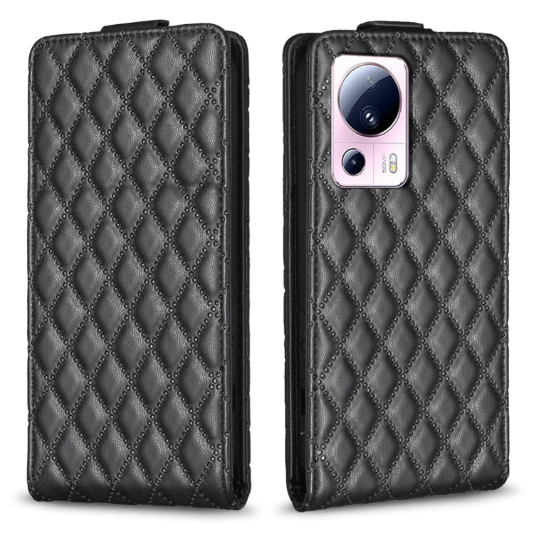 For Xiaomi 13 Lite / Civi 2 Diamond Lattice Vertical Flip Leather Phone Case(Black) - 13 Lite Cases by PMC TechLife | Online Shopping South Africa | PMC TechLife | Buy Now Pay Later Mobicred