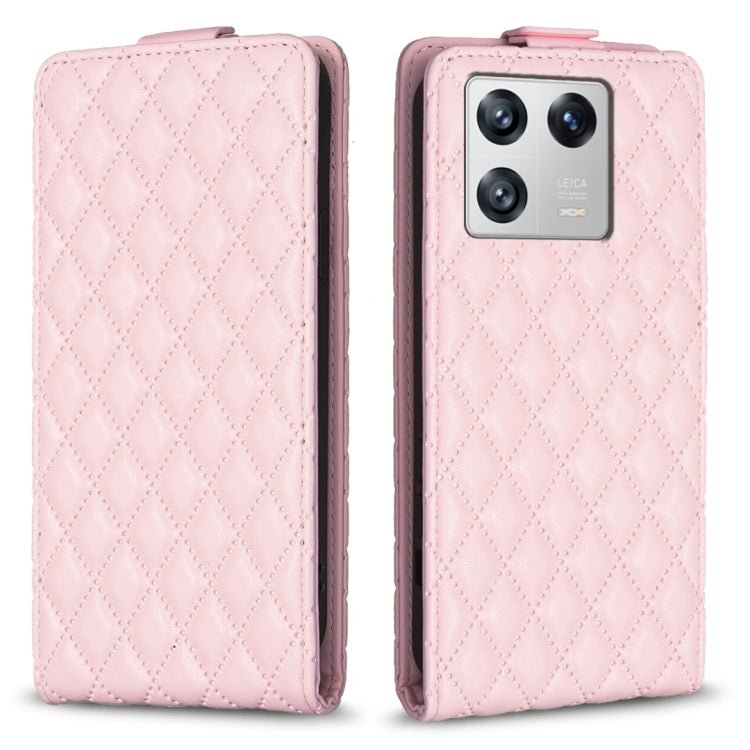 For Xiaomi 13 Diamond Lattice Vertical Flip Leather Phone Case(Pink) - 13 Cases by PMC TechLife | Online Shopping South Africa | PMC TechLife | Buy Now Pay Later Mobicred