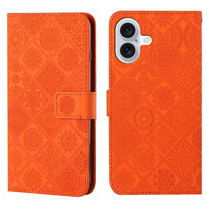 For iPhone 16 Ethnic Style Embossed Pattern Leather Phone Case(Orange) - iPhone 16 Cases by PMC Jewellery | Online Shopping South Africa | PMC Jewellery | Buy Now Pay Later Mobicred