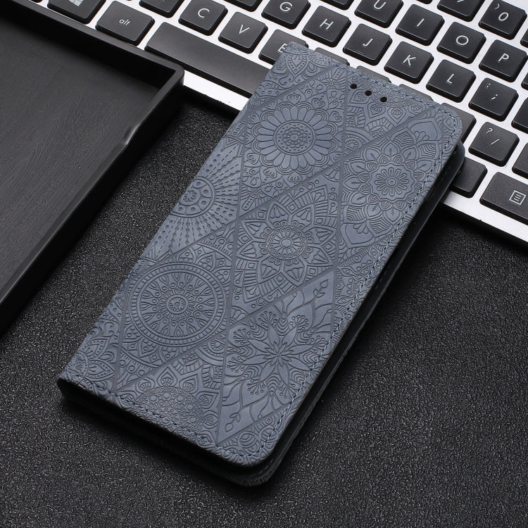 For iPhone 16 Ethnic Embossed Adsorption Leather Phone Case(Grey) - iPhone 16 Cases by PMC TechLife | Online Shopping South Africa | PMC TechLife | Buy Now Pay Later Mobicred