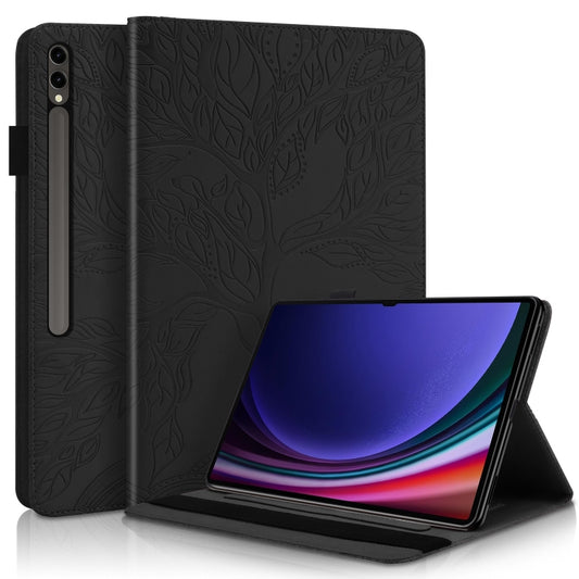 For Samsung Galaxy Tab S9 Ultra Life Tree Series Horizontal Flip Leather Tablet Case(Black) - Galaxy Tab S9 Ultra Cases by PMC Jewellery | Online Shopping South Africa | PMC Jewellery | Buy Now Pay Later Mobicred