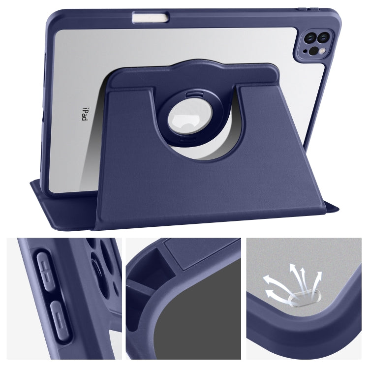 For iPad Pro 11 2024 Acrylic 360 Rotation Detachable Leather Tablet Case(Dark Blue) - iPad Pro 11 2024 Cases by PMC TechLife | Online Shopping South Africa | PMC TechLife | Buy Now Pay Later Mobicred