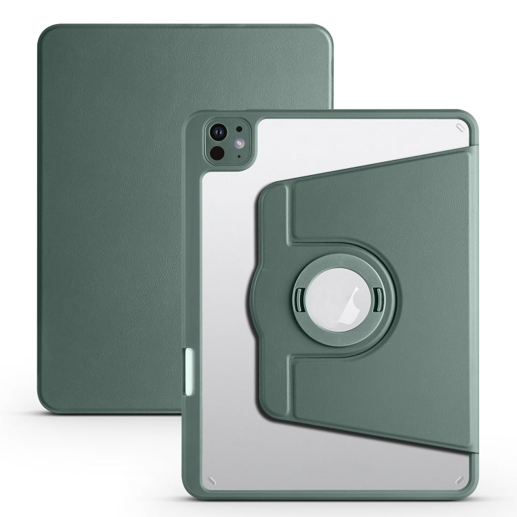 For iPad Pro 13 2024 Acrylic 360 Rotation Detachable Leather Tablet Case(Deep Green) - iPad Pro 13 2024 Cases by PMC TechLife | Online Shopping South Africa | PMC TechLife | Buy Now Pay Later Mobicred
