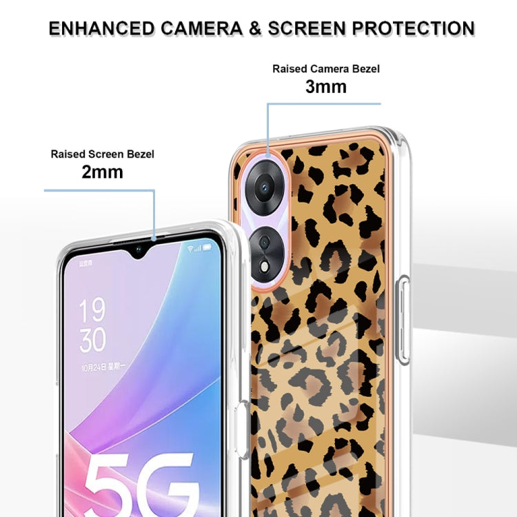 For OPPO A78 / A58 Electroplating Marble Dual-side IMD Phone Case(Leopard Print) - OPPO Cases by PMC Jewellery | Online Shopping South Africa | PMC Jewellery | Buy Now Pay Later Mobicred