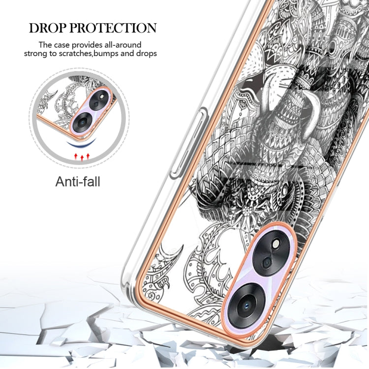 For OPPO A78 / A58 Electroplating Marble Dual-side IMD Phone Case(Totem Elephant) - OPPO Cases by PMC TechLife | Online Shopping South Africa | PMC TechLife | Buy Now Pay Later Mobicred