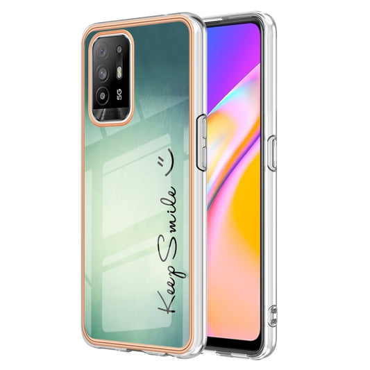 For OPPO A94 5G / A95 5G Electroplating Marble Dual-side IMD Phone Case(Smile) - OPPO Cases by PMC Jewellery | Online Shopping South Africa | PMC Jewellery | Buy Now Pay Later Mobicred