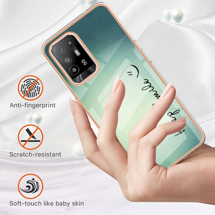 For OPPO A94 5G / A95 5G Electroplating Marble Dual-side IMD Phone Case(Smile) - OPPO Cases by PMC TechLife | Online Shopping South Africa | PMC TechLife | Buy Now Pay Later Mobicred