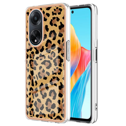 For OPPO A98 Electroplating Marble Dual-side IMD Phone Case(Leopard Print) - OPPO Cases by PMC Jewellery | Online Shopping South Africa | PMC Jewellery | Buy Now Pay Later Mobicred