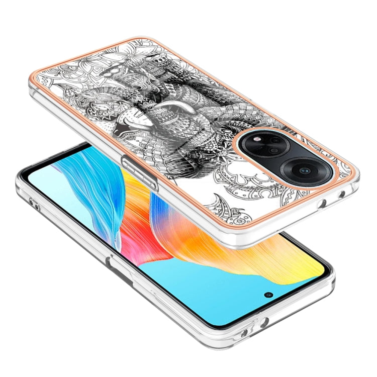 For OPPO A98 Electroplating Marble Dual-side IMD Phone Case(Totem Elephant) - OPPO Cases by PMC Jewellery | Online Shopping South Africa | PMC Jewellery | Buy Now Pay Later Mobicred