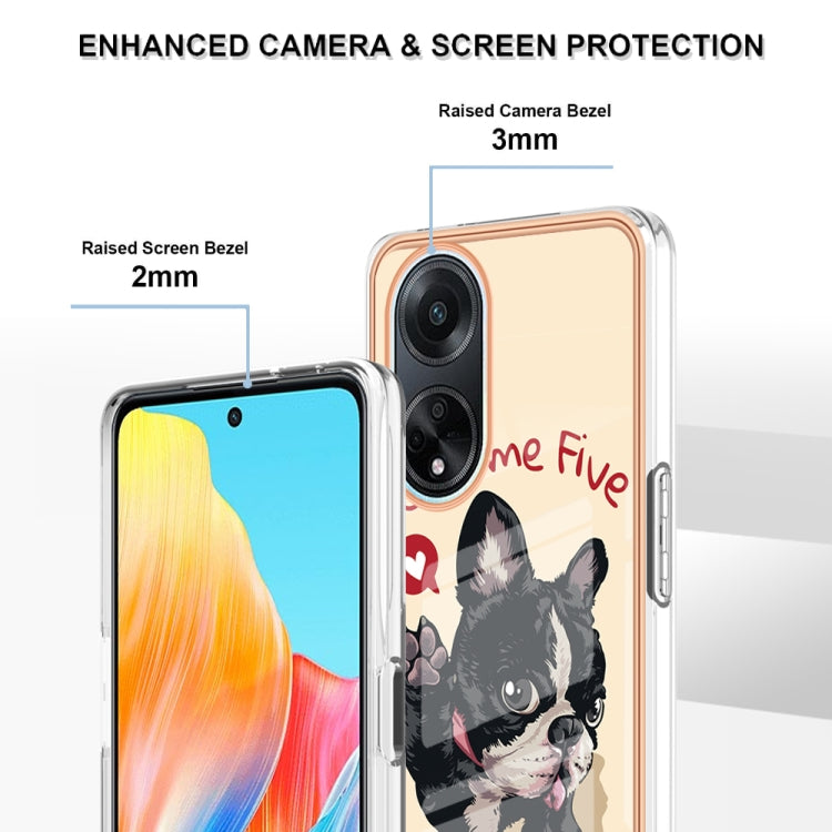 For OPPO A98 Electroplating Marble Dual-side IMD Phone Case(Lucky Dog) - OPPO Cases by PMC TechLife | Online Shopping South Africa | PMC TechLife | Buy Now Pay Later Mobicred