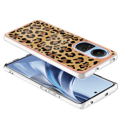 For OPPO Reno10 5G Global Electroplating Marble Dual-side IMD Phone Case(Leopard Print) - OPPO Cases by PMC Jewellery | Online Shopping South Africa | PMC Jewellery | Buy Now Pay Later Mobicred