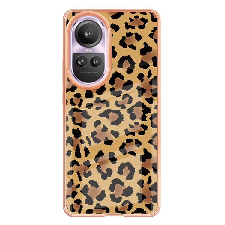 For OPPO Reno10 Pro 5G Global Electroplating Marble Dual-side IMD Phone Case(Leopard Print) - OPPO Cases by PMC TechLife | Online Shopping South Africa | PMC TechLife | Buy Now Pay Later Mobicred