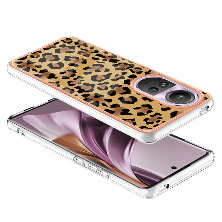 For OPPO Reno10 Pro 5G Global Electroplating Marble Dual-side IMD Phone Case(Leopard Print) - OPPO Cases by PMC TechLife | Online Shopping South Africa | PMC TechLife | Buy Now Pay Later Mobicred