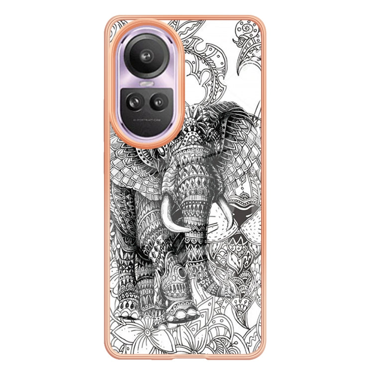 For OPPO Reno10 Pro 5G Global Electroplating Marble Dual-side IMD Phone Case(Totem Elephant) - OPPO Cases by PMC TechLife | Online Shopping South Africa | PMC TechLife | Buy Now Pay Later Mobicred