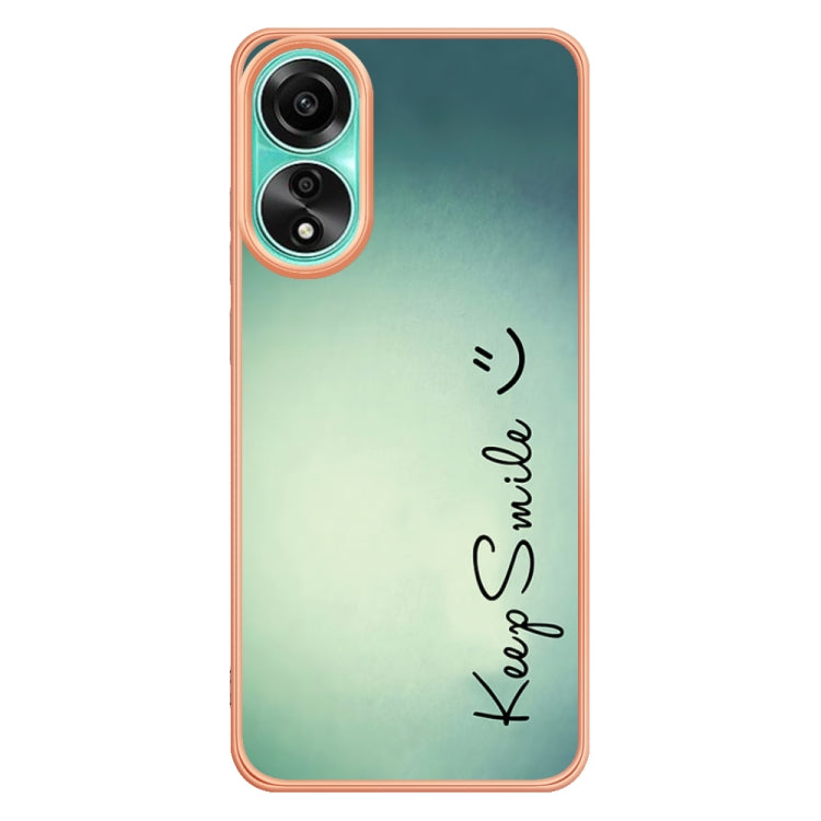 For OPPO A78 4G Electroplating Marble Dual-side IMD Phone Case(Smile) - OPPO Cases by PMC Jewellery | Online Shopping South Africa | PMC Jewellery | Buy Now Pay Later Mobicred