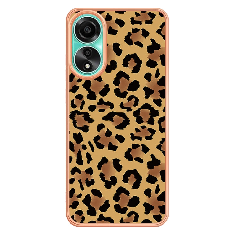 For OPPO A78 4G Electroplating Marble Dual-side IMD Phone Case(Leopard Print) - OPPO Cases by PMC TechLife | Online Shopping South Africa | PMC TechLife | Buy Now Pay Later Mobicred