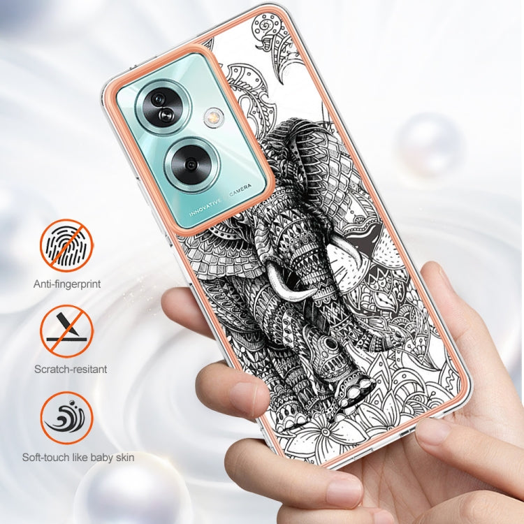 For OPPO A79 5G Global Electroplating Marble Dual-side IMD Phone Case(Totem Elephant) - OPPO Cases by PMC Jewellery | Online Shopping South Africa | PMC Jewellery | Buy Now Pay Later Mobicred