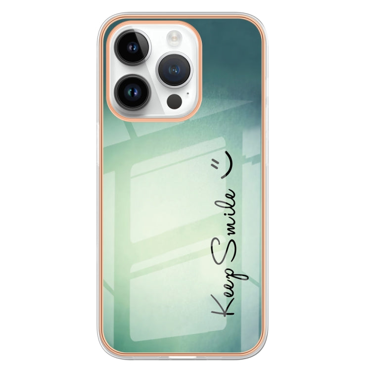 For iPhone 16 Pro Max Electroplating Marble Dual-side IMD Phone Case(Smile) - iPhone 16 Pro Max Cases by PMC TechLife | Online Shopping South Africa | PMC TechLife | Buy Now Pay Later Mobicred