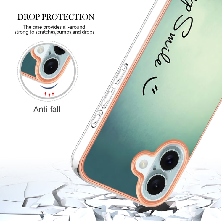 For iPhone 16 Electroplating Marble Dual-side IMD Phone Case(Smile) - iPhone 16 Cases by PMC Jewellery | Online Shopping South Africa | PMC Jewellery | Buy Now Pay Later Mobicred