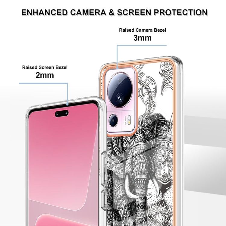 For Xiaomi 13 Lite 5G Electroplating Marble Dual-side IMD Phone Case(Totem Elephant) - 13 Lite Cases by PMC TechLife | Online Shopping South Africa | PMC TechLife | Buy Now Pay Later Mobicred