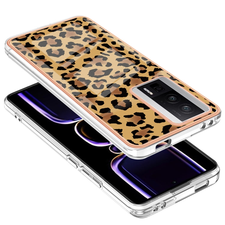 For Xiaomi Poco F5 Pro 5G / Redmi K60 Electroplating Marble Dual-side IMD Phone Case(Leopard Print) - Xiaomi Cases by PMC TechLife | Online Shopping South Africa | PMC TechLife | Buy Now Pay Later Mobicred