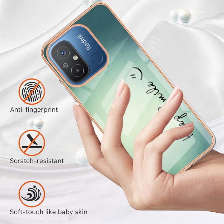 For Xiaomi Redmi 12C / 11A 4G Electroplating Marble Dual-side IMD Phone Case(Smile) - Xiaomi Cases by PMC TechLife | Online Shopping South Africa | PMC TechLife | Buy Now Pay Later Mobicred