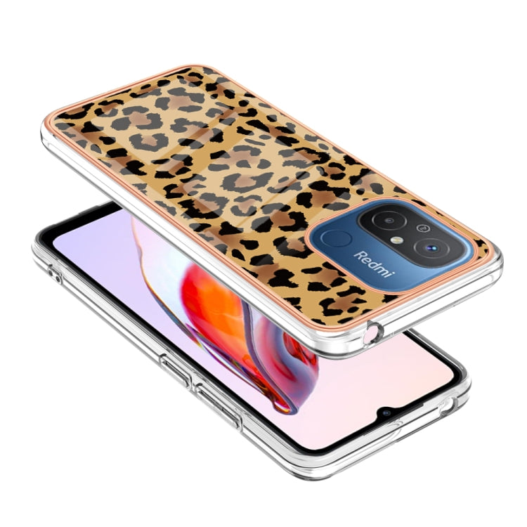 For Xiaomi Redmi 12C / 11A 4G Electroplating Marble Dual-side IMD Phone Case(Leopard Print) - Xiaomi Cases by PMC TechLife | Online Shopping South Africa | PMC TechLife | Buy Now Pay Later Mobicred