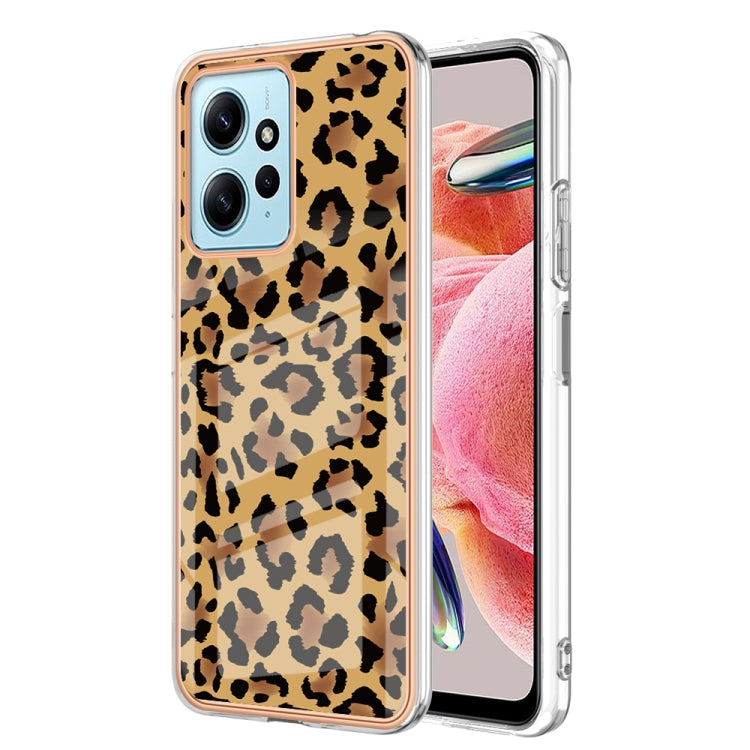 For Xiaomi Redmi Note 12 4G Electroplating Marble Dual-side IMD Phone Case(Leopard Print) - Xiaomi Cases by PMC TechLife | Online Shopping South Africa | PMC TechLife | Buy Now Pay Later Mobicred