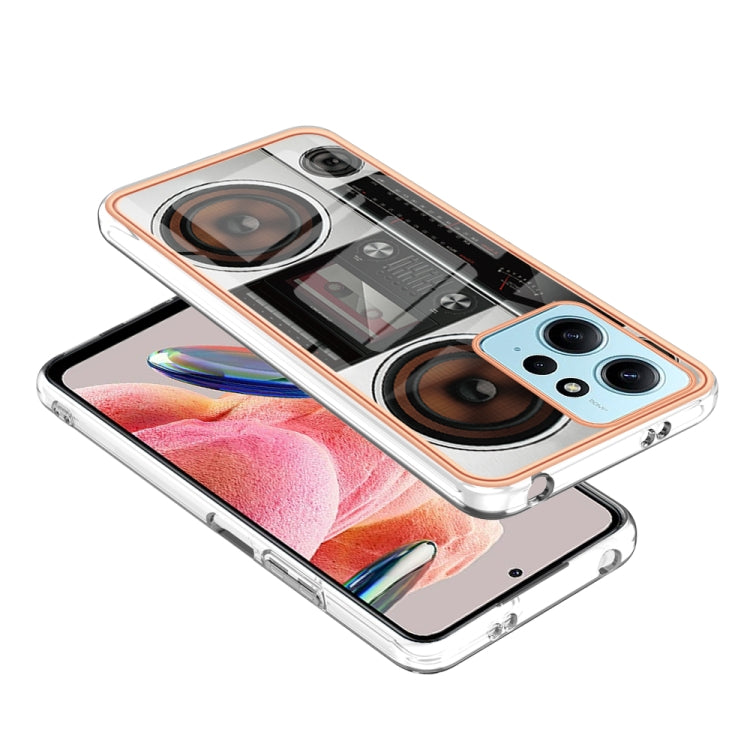 For Xiaomi Redmi Note 12 4G Electroplating Marble Dual-side IMD Phone Case(Retro Radio) - Xiaomi Cases by PMC TechLife | Online Shopping South Africa | PMC TechLife | Buy Now Pay Later Mobicred