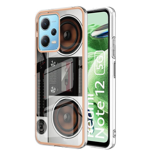 For Xiaomi Redmi Note 12 5G Global Electroplating Marble Dual-side IMD Phone Case(Retro Radio) - Xiaomi Cases by PMC Jewellery | Online Shopping South Africa | PMC Jewellery | Buy Now Pay Later Mobicred