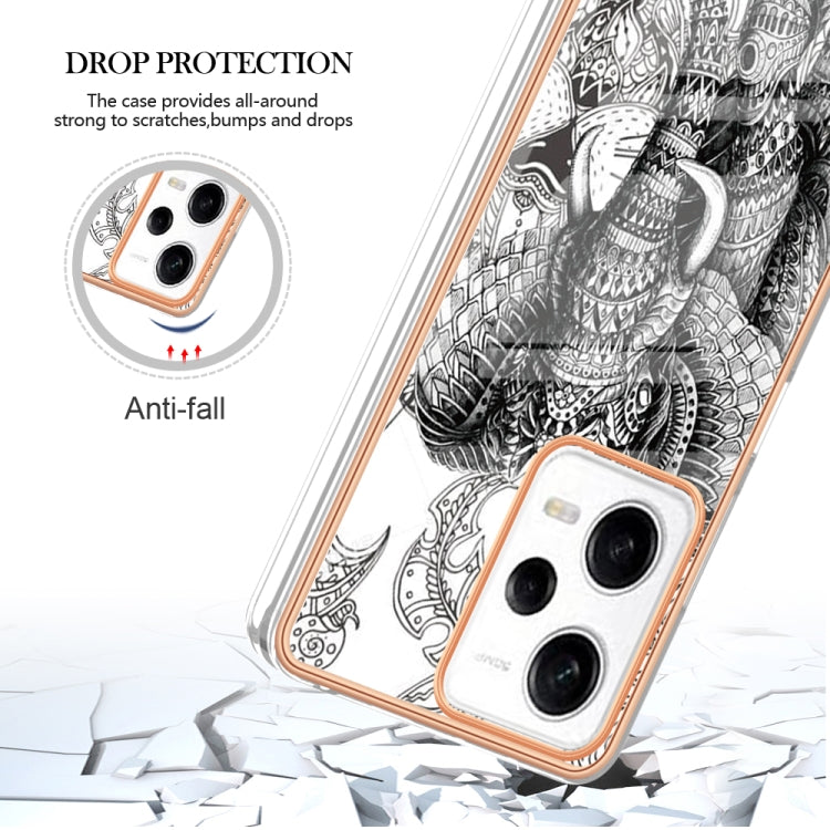 For Xiaomi Redmi Note 12 Pro 5G Global Electroplating Marble Dual-side IMD Phone Case(Totem Elephant) - Xiaomi Cases by PMC TechLife | Online Shopping South Africa | PMC TechLife | Buy Now Pay Later Mobicred