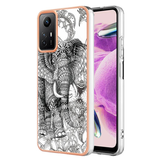 Xiaomi Redmi Note 12S 4G Electroplating Marble Dual-side IMD Phone Case(Totem Elephant) - Xiaomi Cases by PMC Jewellery | Online Shopping South Africa | PMC Jewellery | Buy Now Pay Later Mobicred