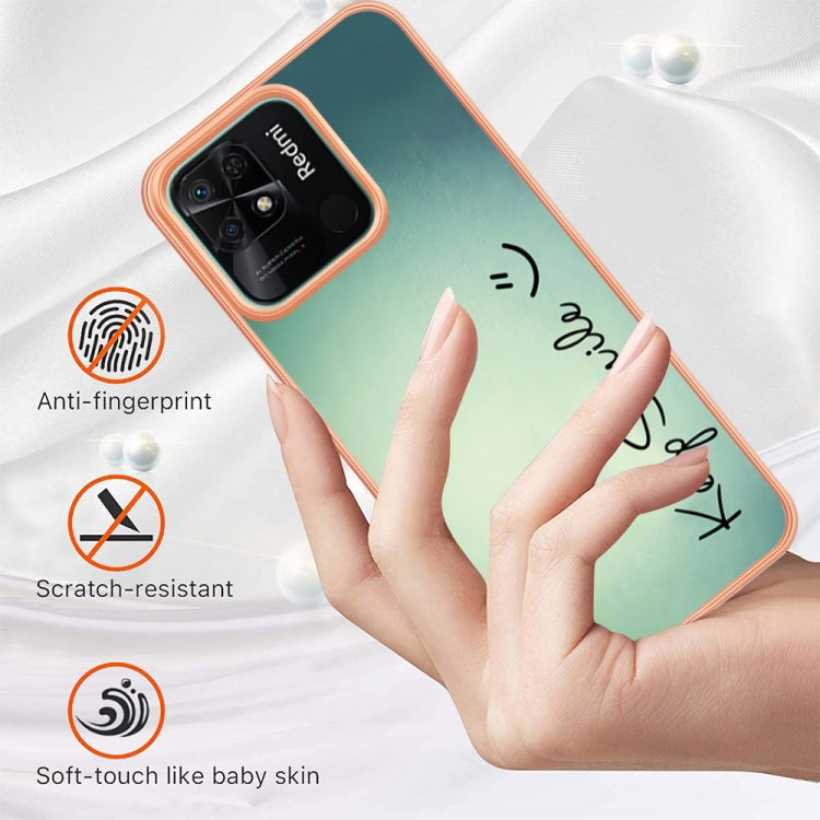 For Xiaomi Redmi 10C Electroplating Marble Dual-side IMD Phone Case(Smile) - Xiaomi Cases by PMC TechLife | Online Shopping South Africa | PMC TechLife | Buy Now Pay Later Mobicred