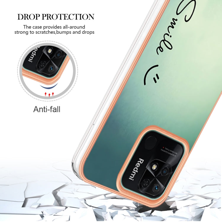 For Xiaomi Redmi 10C Electroplating Marble Dual-side IMD Phone Case(Smile) - Xiaomi Cases by PMC TechLife | Online Shopping South Africa | PMC TechLife | Buy Now Pay Later Mobicred