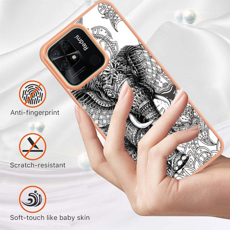 For Xiaomi Redmi 10C Electroplating Marble Dual-side IMD Phone Case(Totem Elephant) - Xiaomi Cases by PMC Jewellery | Online Shopping South Africa | PMC Jewellery | Buy Now Pay Later Mobicred