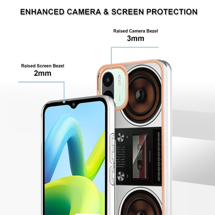 For Xiaomi Redmi A1 Electroplating Marble Dual-side IMD Phone Case(Retro Radio) - Xiaomi Cases by PMC Jewellery | Online Shopping South Africa | PMC Jewellery | Buy Now Pay Later Mobicred