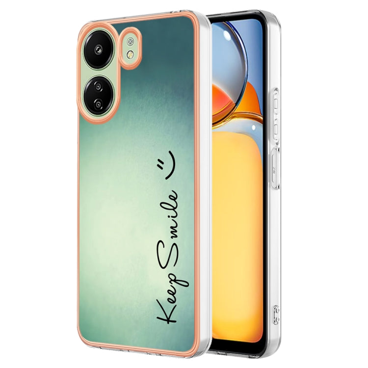 For Xiaomi Redmi 13C 4G Electroplating Marble Dual-side IMD Phone Case(Smile) - 13C Cases by PMC TechLife | Online Shopping South Africa | PMC TechLife | Buy Now Pay Later Mobicred